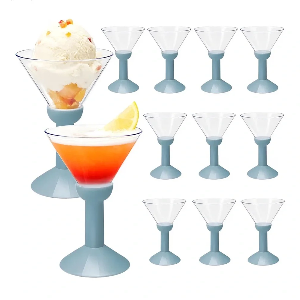 Disposable Light Blue Plastic Martini Glasses - Party Pack